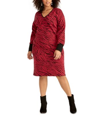 red sweater dress plus size