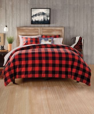 BASS OUTDOOR G.H Bass & Co. 3-Piece Buffalo Check Flannel Comforter Set, Full/Queen