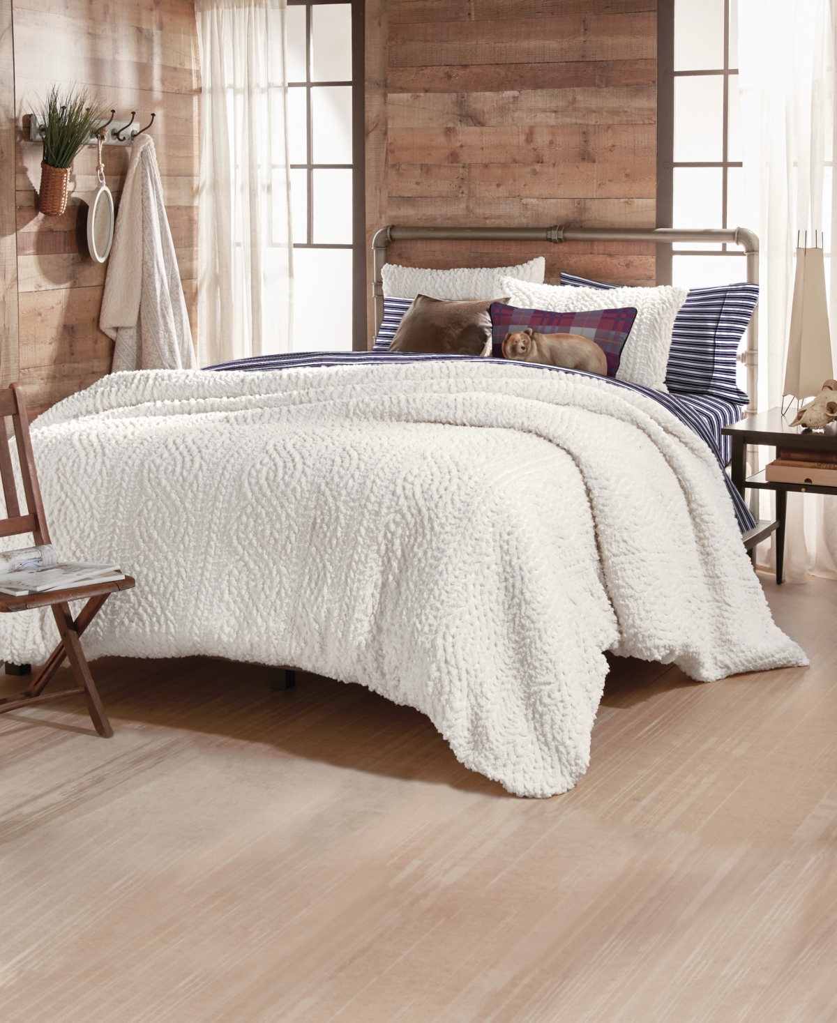 G.h Bass & Co. Cable Knit Sherpa Comforter Set, King Bedding