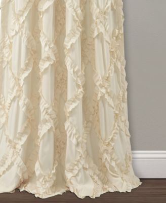 Lush Decor Ruffle Diamond Window Curtain Panels Pair 54"W x 95"L Ivory - Ruffle Curtains for Living Room - Light Filtering Curtains - Cream Drapes