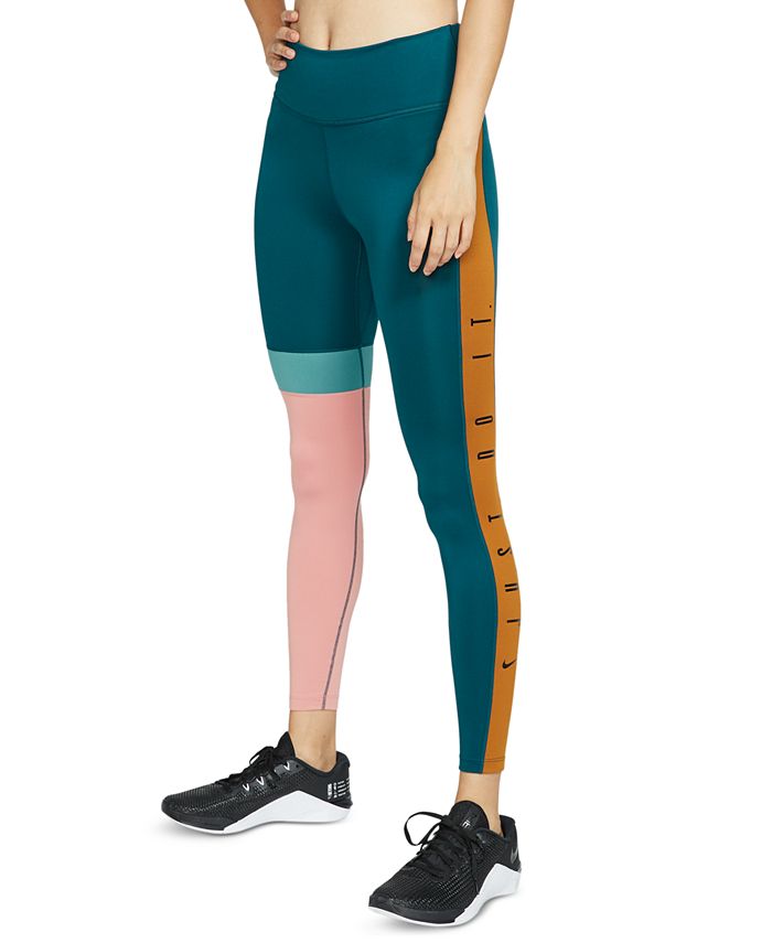 Nike Women's One Dri-FIT Just Do It Colorblocked Leggings - Macy's