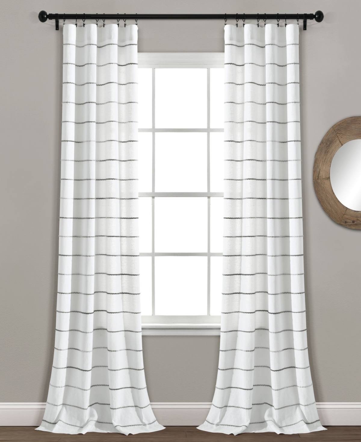 Lush Decor Ombre Stripe Yarn Dyed Cotton Window Curtain Panels