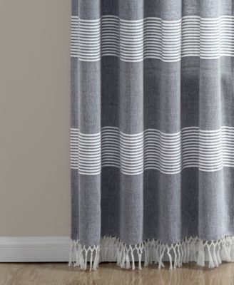 Lush Decor Tucker Stripe Yarn Dyed Cotton Knotted Tassel Window Curtain Panels