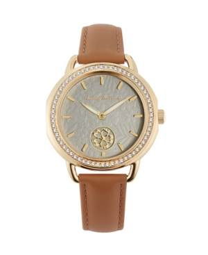 image of Tommy Bahama Women-s spinning Flower Crystal Brown Leather Strap Watch, 34mm