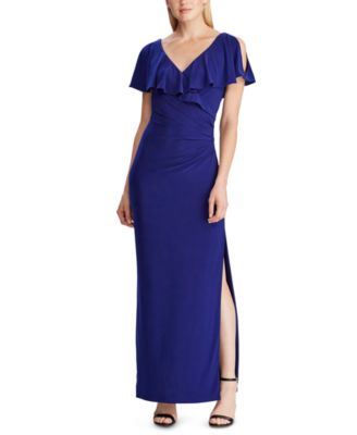 ralph lauren cold shoulder jersey gown