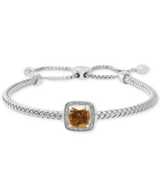 EFFY Collection - Citrine (2 ct. t.w.) & Diamond (1/10 ct. t.w.) Bolo Bracelet in Sterling Silver