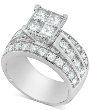 image of Diamond Princess Quad Cluster Engagement Ring (3 ct. t.w.) in 14k White Gold