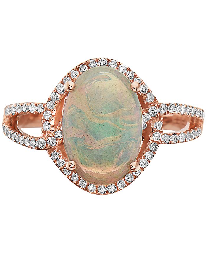 EFFY Collection - Opal (2-1/10 ct. t.w.) & Diamond (1/3 ct. t.w.) Ring in 14k Rose Gold
