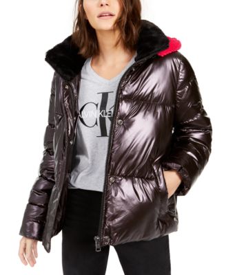 calvin klein jeans metallic puffer parka