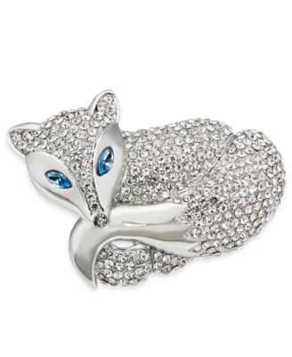 Charter Club - Silver-Tone Crystal Arctic Fox Boxed Pin