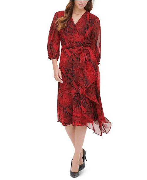 Calvin Klein Snake Print Wrap Front Dress Reviews Women