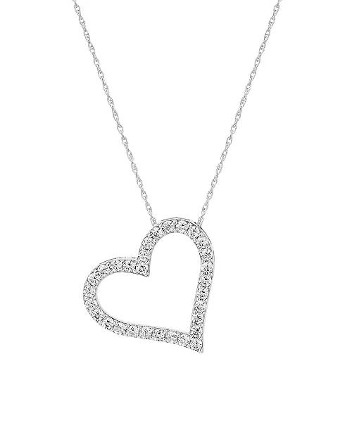 Diamond Heart Pendant Necklace in 14k White Gold