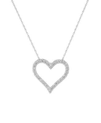 Diamond Heart Pendant Necklace (1/2 ct. t.w.) in 14k White or Yellow Gold, WEAR IT BOTH WAYS 
