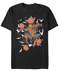 Marvel Men's Spider-Man Halloween Pumpkin Spider Webs Short Sleeve T-Shirt