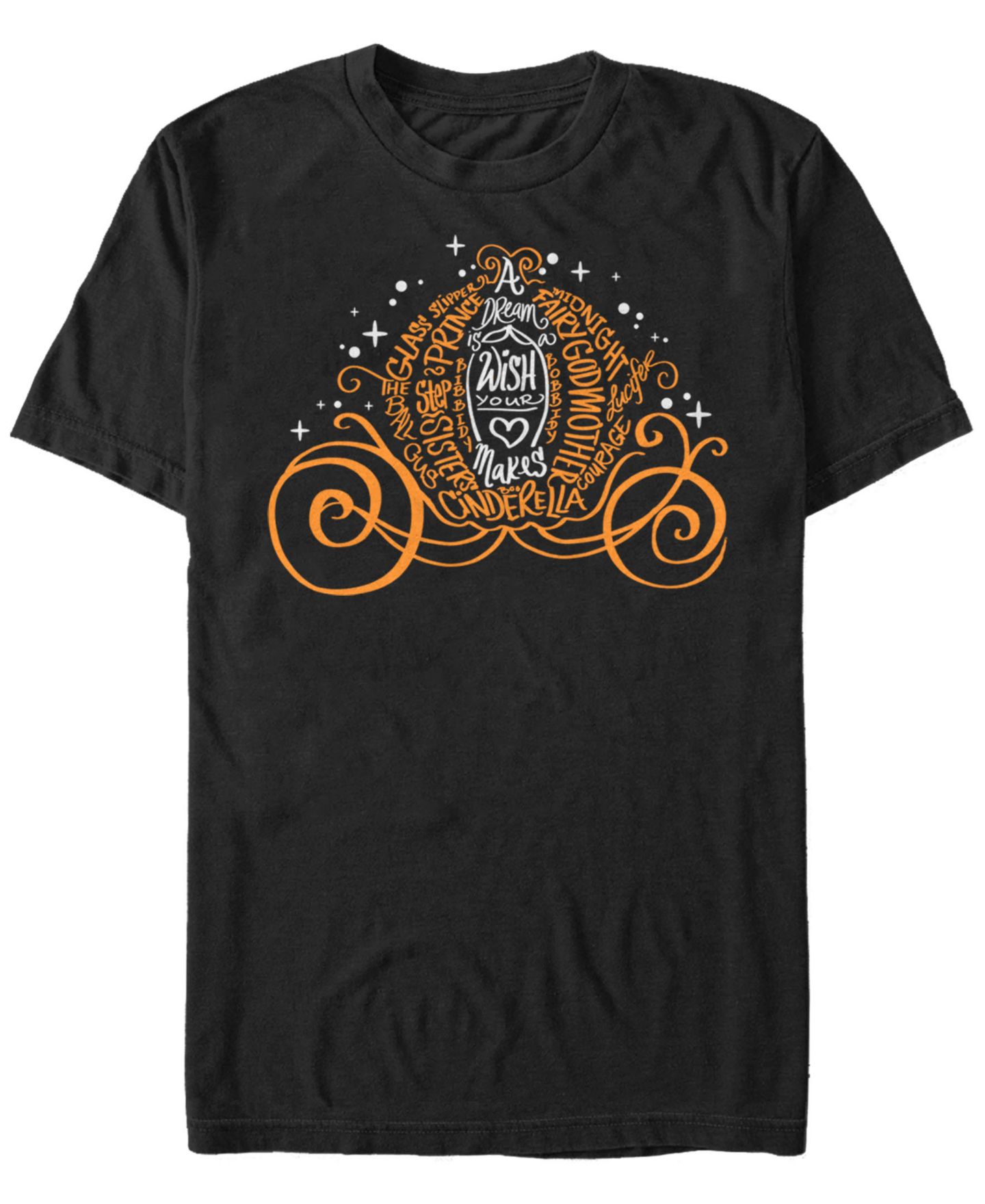 Мужская футболка Fifth Sun Disney Cinderella Pumpkin Text Carriage Short Sleeve, цвет: Чёрный — фото 1