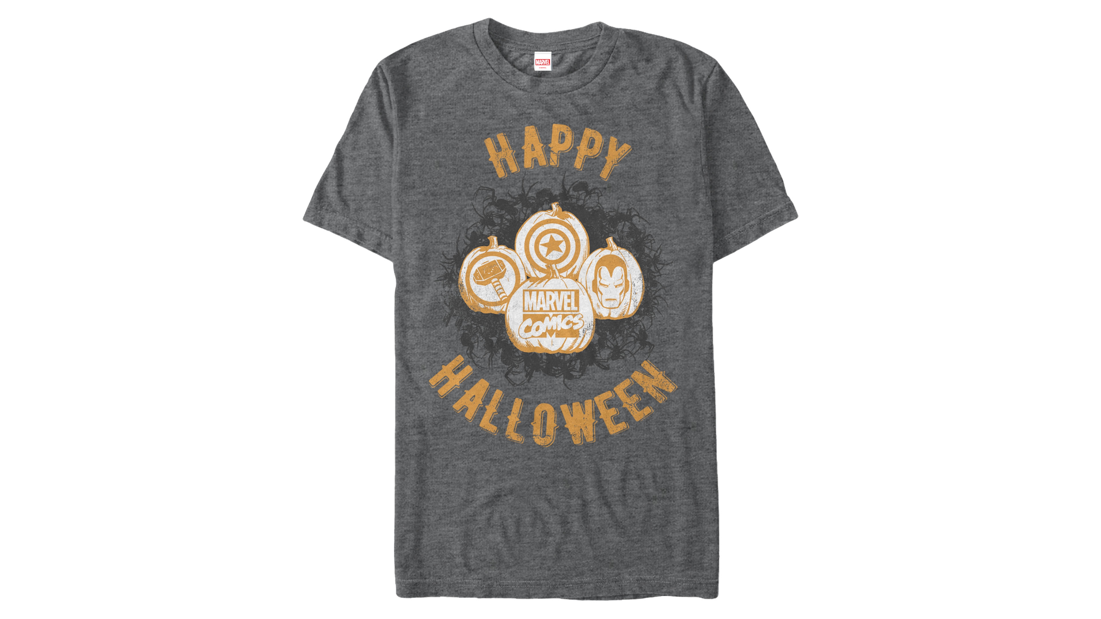 Marvel Men's Comics Happy Halloween Pumpkin Logos Short Sleeve T-Shirt