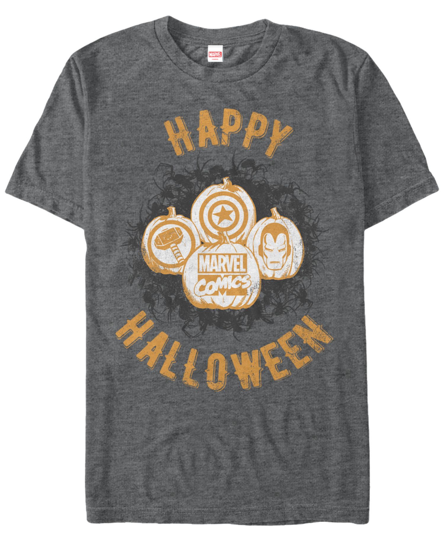 Marvel Men's Comics Happy Halloween Pumpkin Logos Short Sleeve T-Shirt