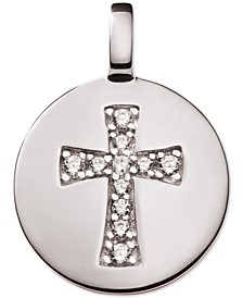 Cubic Zirconia Cross Reversible Charm Pendant in Sterling Silver