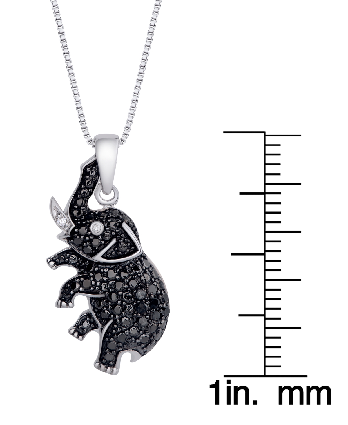 Black and White Diamond 1/10 ct. t.w. Elephant Pendant Necklace in Sterling- Silver