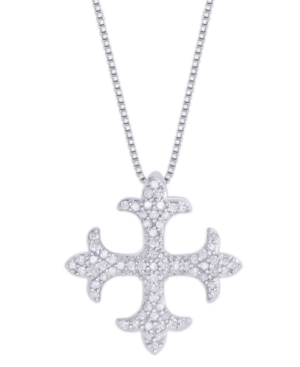 image of Diamond 1/3 ct. t.w. Maltese Cross Pendant Necklace in Sterling Silver