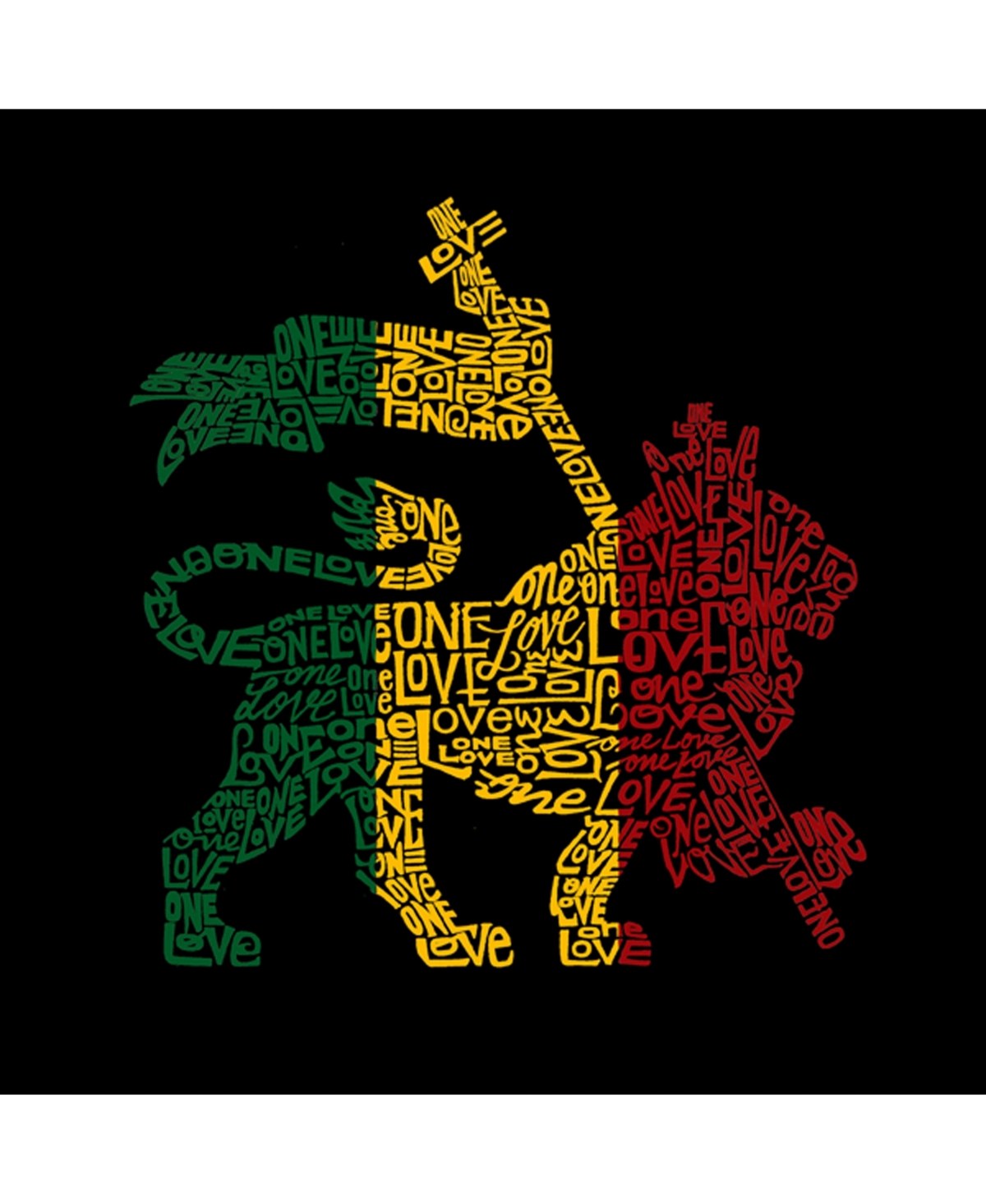 La Pop Art Women's Premium Word Art Flowy Tank Top- Rasta Lion - One Love