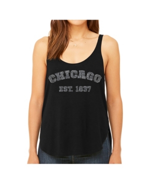 image of La Pop Art Women-s Premium Word Art Flowy Tank Top- Chicago 1837