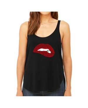 La Pop Art Women's Premium Word Art Flowy Tank Top- Savage Lips