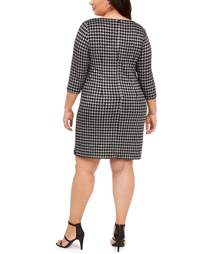 Jessica Howard Plus Size Houndstooth Sparkle Shift Dress - Macy's