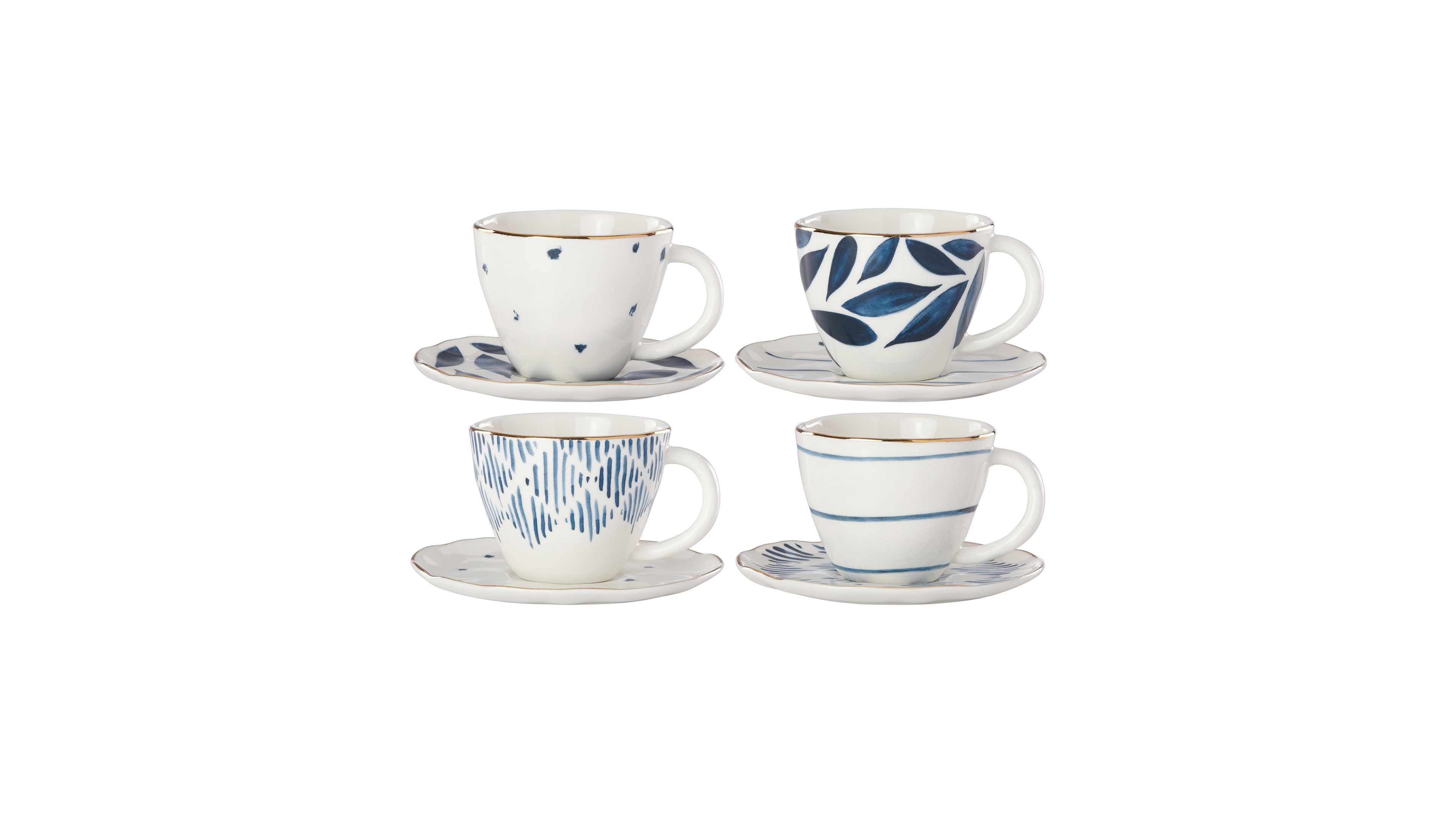 Lenox Blue Bay Espresso Cup & Saucers, Service for 4