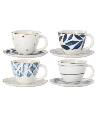 Lenox Blue Bay Set/4 Assorted Espresso Cup and Saucer - Macy's