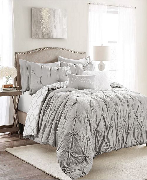 Lush Decor Ravello Pintuck Geo Reversible 7 Piece King Comforter