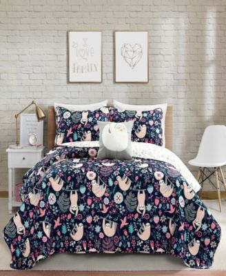 Lush Decor Reversible Sloth Quilt Sets Bedding