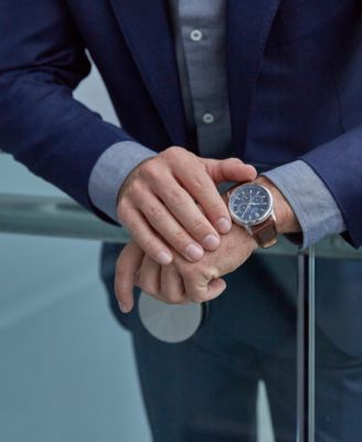 Eco-Drive Men's Corso Brown Leather Strap Watch 44mm