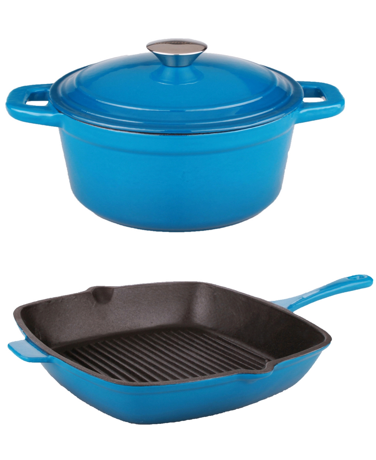 BergHoff Neo 3-Pc. Cast Iron Set: 3-Qt. Covered Dutch Oven and 11 Grill Pan