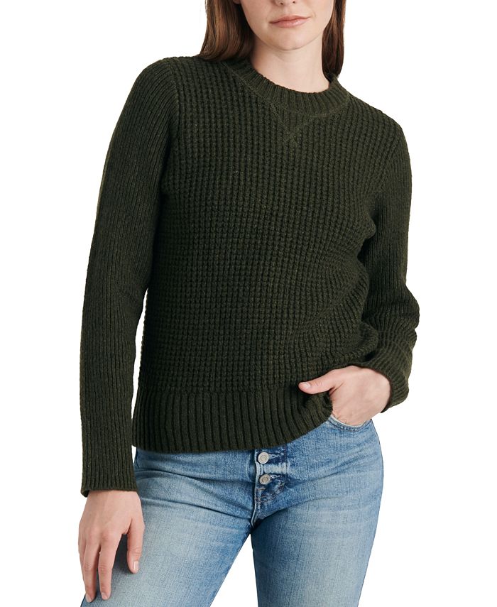 Lucky Brand Crew-Neck Waffle-Knit Sweater - Macy's