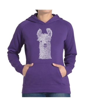 image of La Pop Art Women-s Word Art Hooded Sweatshirt -Llama