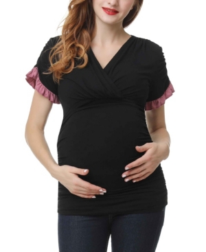 image of Kimi + Kai Gloria Maternity Nursing Color Block Top