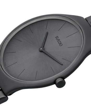 Rado - Unisex Swiss True Thinline Les Couleurs Le Corbusier Black High-Tech Ceramic Bracelet Watch 39mm