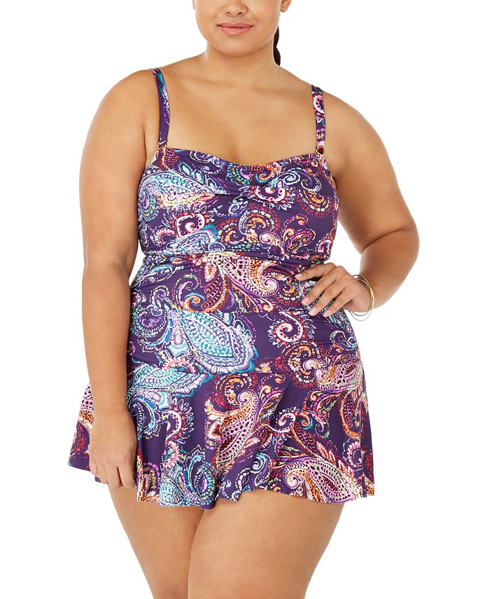 Regnbue Ægte Somatisk celle Lauren Ralph Lauren Plus Size Captiva Paisley Swim Dress - Macy's