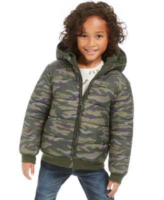 reversible hooded camo puffer jacket