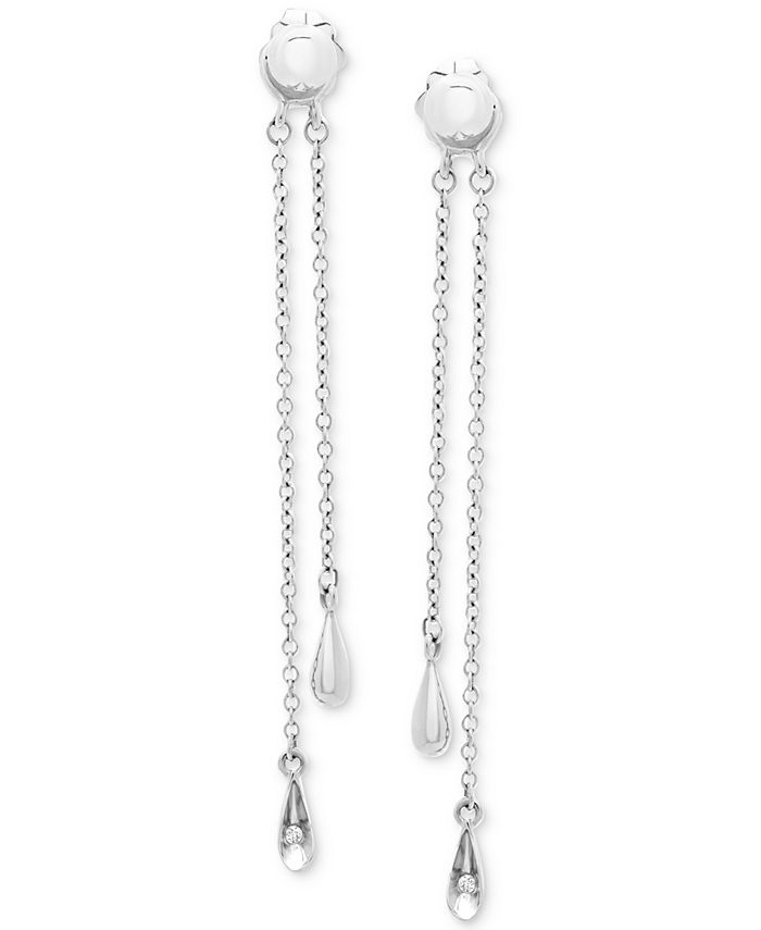 Wrapped Diamond Accent Drop Earrings in 14k White Gold, Created for ...