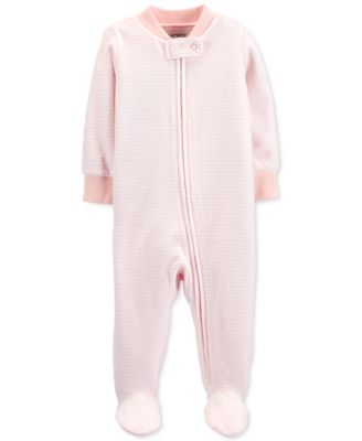 Carter's - Baby Girls Striped Velour Footed Coverall