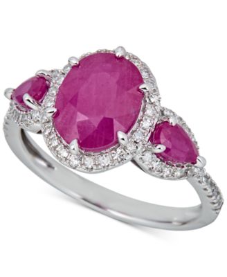 Macy's - Gemstone (2-1/2 ct. t.w.) & Diamond (1/4 ct. t.w.) Statement Ring in 14k White Gold