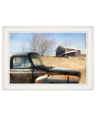 Vintage-Like Farm Trucks by Lori Deiter, Ready to hang Framed Print, White Frame, 21" x 15"