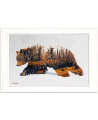 Traveling Bear by andreas Lie, Ready to hang Framed Print, White Frame, 21" x 15"