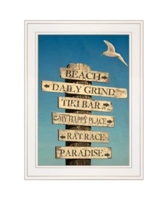 Beach Directional by Graffitee Studios, Ready to hang Framed Print, White Frame, 15" x 19"