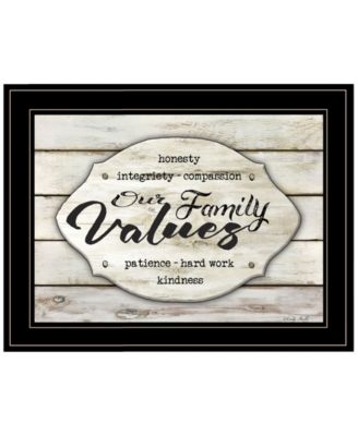 Our Family Values by Cindy Jacobs, Ready to hang Framed Print, Black Frame, 19" x 15"