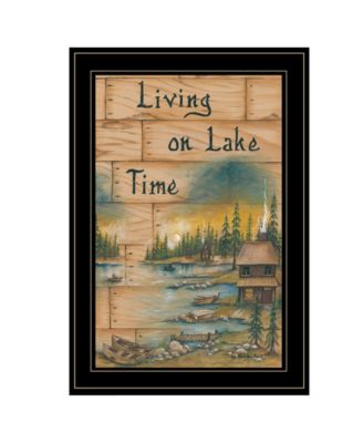 Living On The Lake by Mary June, Ready to hang Framed Print, Black Frame, 15" x 21"