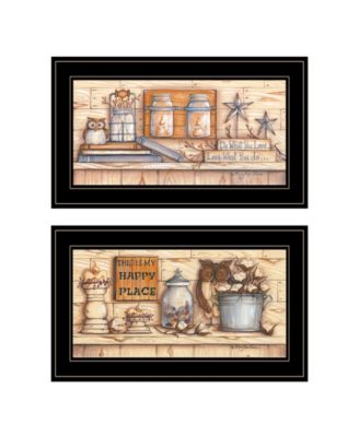 My Happy Place 2-Piece Vignette by Mary June, Black Frame, 21" x 12"