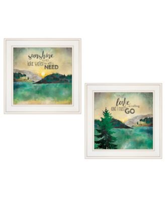 Lake / Sunshine 2-Piece Vignette by Marla Rae, White Frame, 15" x 19"